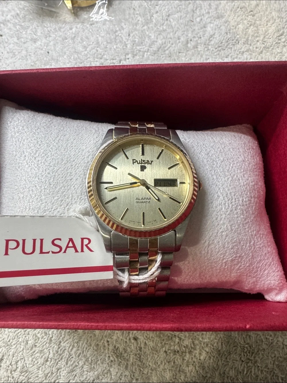 Pulsar Two-Tone Gold and Silver Analog-Digital Alarm Watch